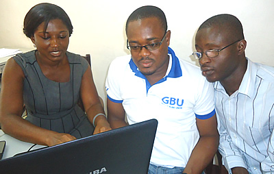 Staff of Ghana Blind Union undertaking group activity at the Website Management and updating training organised by iblend media in Accra